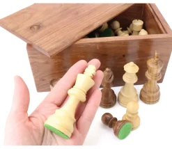 Tout Pour le Jeu 32 Pièces échecs bois T5 LESTEES 95 mm + Coffret bois