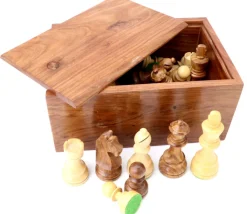 Tout Pour le Jeu 32 Pièces échecs bois T5 LESTEES 95 mm + Coffret bois