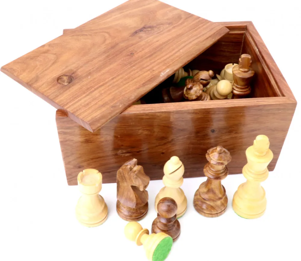 Tout Pour le Jeu 32 Pièces échecs bois T5 LESTEES 95 mm + Coffret bois