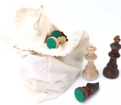 Tout Pour le Jeu 32 Pièces échecs bois T5 LESTEES 95 mm en sac tissu