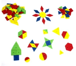 Tout Pour le Jeu 100 pièces mosaiques bois fines avec trou formes géométriqes
