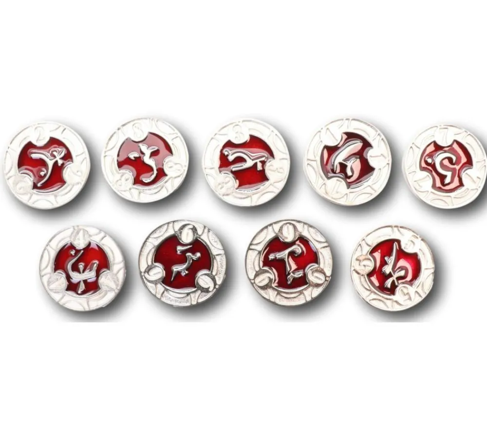 Tout Pour le Jeu 22 Pièces métal et émail rouge RPG Spell Tokens