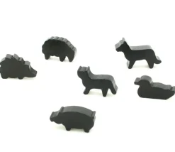 Tout Pour le Jeu 6 Pions animaux noirs en bois pour jeux