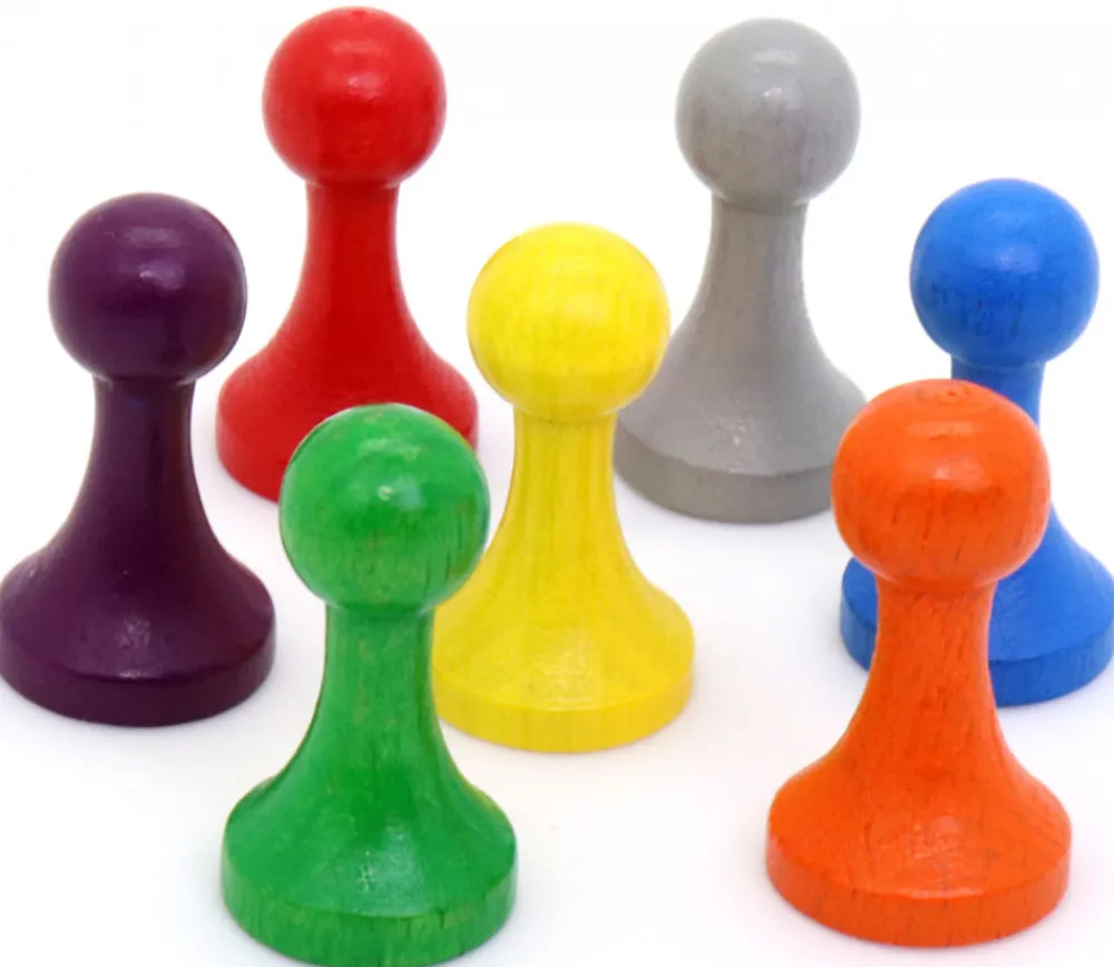Tout Pour le Jeu 7 Pions bois 15 x 27 mm Modèle C multicolores pour jeu - lot de 7 (rouge, vert, jaune, bleu, violet, orange et gris)