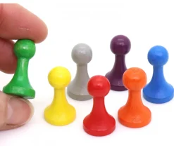 Tout Pour le Jeu 7 Pions bois 15 x 27 mm Modèle C multicolores pour jeu - lot de 7 (rouge, vert, jaune, bleu, violet, orange et gris)