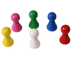 Tout Pour le Jeu 6 Pions bois 15 x 27 mm multicolores pour jeu - lot de 6 (rouge, vert, jaune, bleu, rose et blanc)