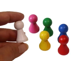 Tout Pour le Jeu 6 Pions bois 15 x 27 mm multicolores pour jeu - lot de 6 (rouge, vert, jaune, bleu, rose et blanc)