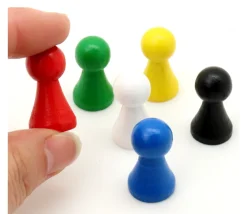 Tout Pour le Jeu 6 Pions bois 15 x 27 mm multicolores pour jeu - lot de 6 (rouge, vert, jaune, bleu, blanc et noir) modèle B