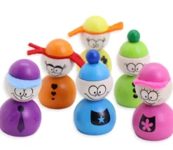 Tout Pour le Jeu 6 pions bois personnages AMIS sympathiques 40x25 mm avec 1 dé