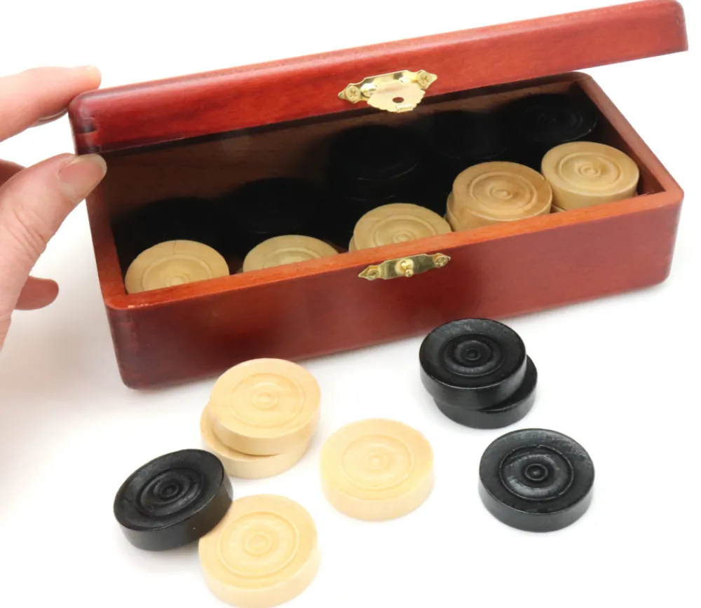 Tout Pour le Jeu 40 Pions bois pour jeu de dames 33 mm en coffret bois