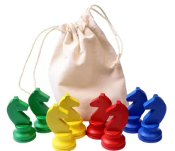 Tout Pour le Jeu 8 Pions chevaux bois 5 cm dans un sac en tissu