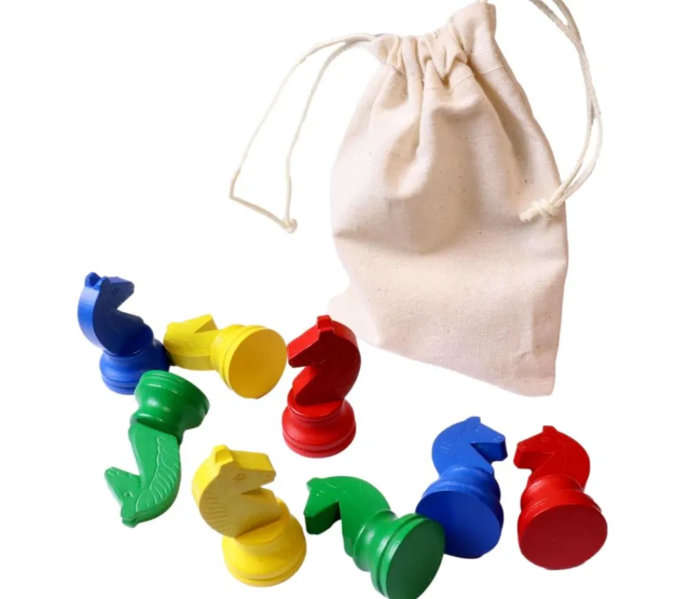 Tout Pour le Jeu 8 Pions chevaux bois 5 cm dans un sac en tissu