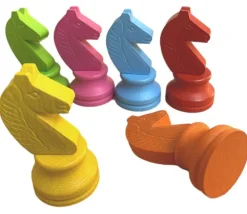 Tout Pour le Jeu 6 Pions chevaux en bois 5 cm multicolores