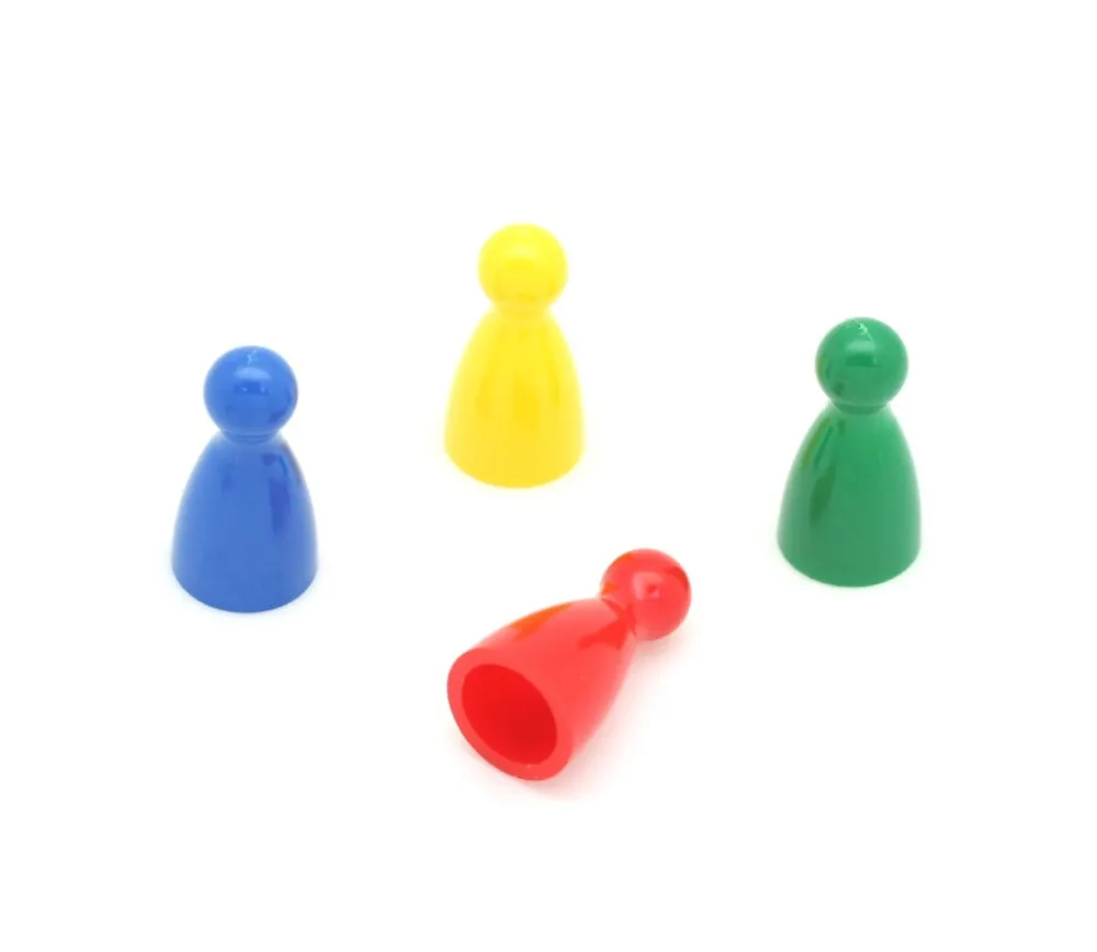 Tout Pour le Jeu 4 pions en plastique pour jeux 24x12 mm quilles multicolores