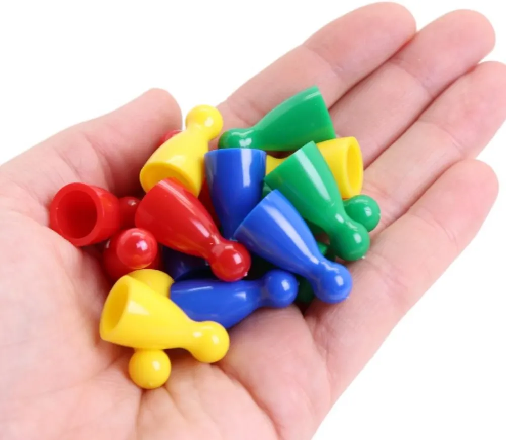 Tout Pour le Jeu 16 pions joueurs 24 x 12 mm en plastique pour jeux - mini quilles multicolores