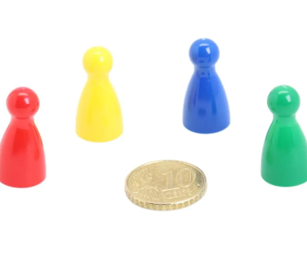 Tout Pour le Jeu 16 pions joueurs 24 x 12 mm en plastique pour jeux - mini quilles multicolores