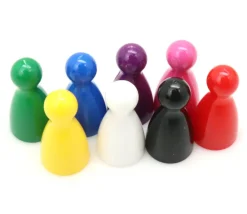 Tout Pour le Jeu 8 pions joueurs plastiques pour jeux 24 x 12 mm - mini quilles multicolores