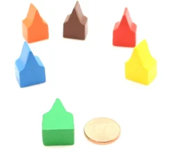 Tout Pour le Jeu 10 Pions maisons toits pointus 20x13x10 mm lot par couleur