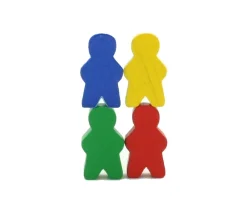 Tout Pour le Jeu 4 Pions personnage en bois bonhomme meeple lot de 4 pions garçons multicolores