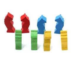 Tout Pour le Jeu 8 pions petits chevaux dada bois 4.5 cm + 2 dés