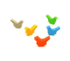 Tout Pour le Jeu 5 Pions poules multicolores en bois 30 x 19 x 8 mm