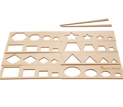 Tout Pour le Jeu 8 pochoirs traçages formes géométriques en bois