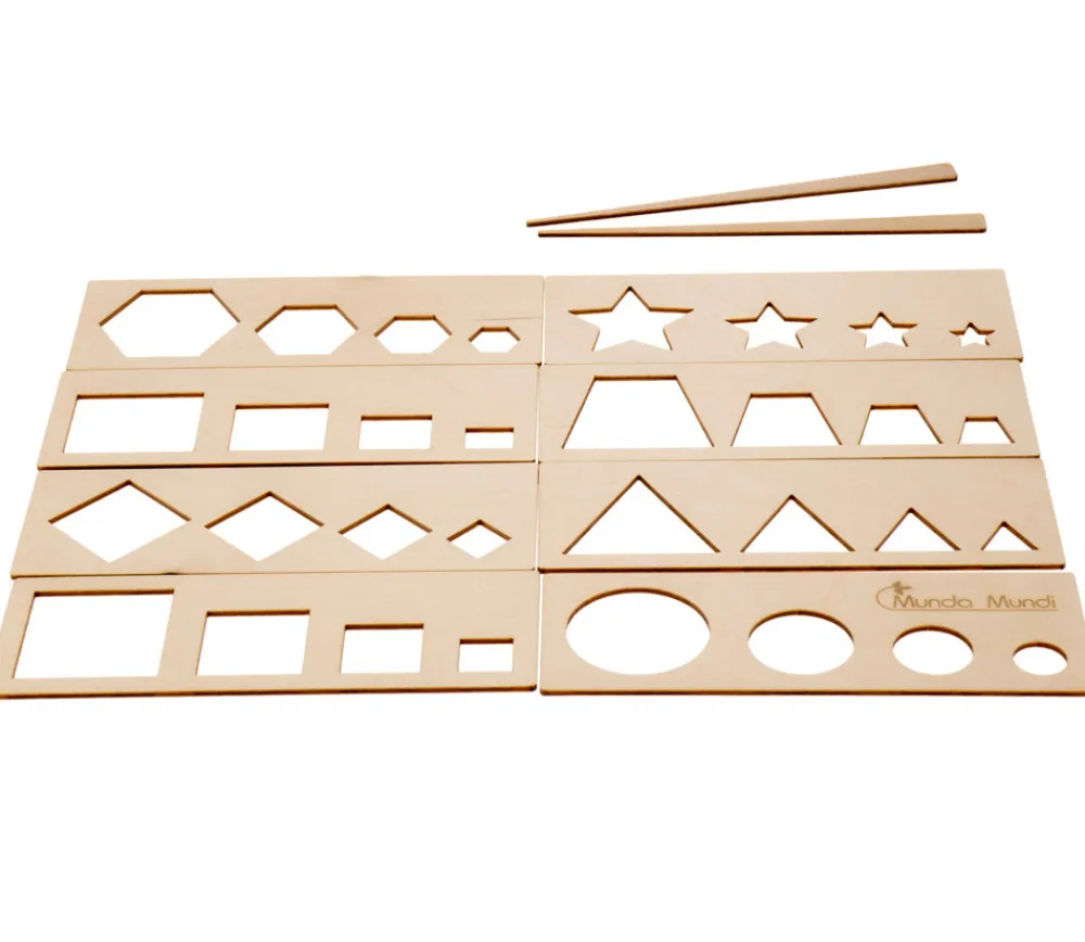 Tout Pour le Jeu 8 pochoirs traçages formes géométriques en bois