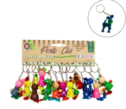 Tout Pour le Jeu 12 Porte-clés animaux bois colorés