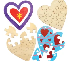 Tout Pour le Jeu 5 Puzzles cœur neutres bois 10 pièces à personnaliser 16 x 16 cm