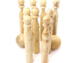 Enfant Tout Pour le Jeu 9 quilles bois verni 14 cm + boule - Fabrication française