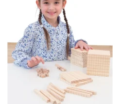 Tout Pour le Jeu 100 réglettes 10 x 1 x 1 cm - Barres Dizaines Base 10 bois naturel -