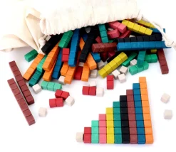 Tout Pour le Jeu 126 réglettes bois cuisenaire avec graduation 1 à 10 - bâtonnets comptage math