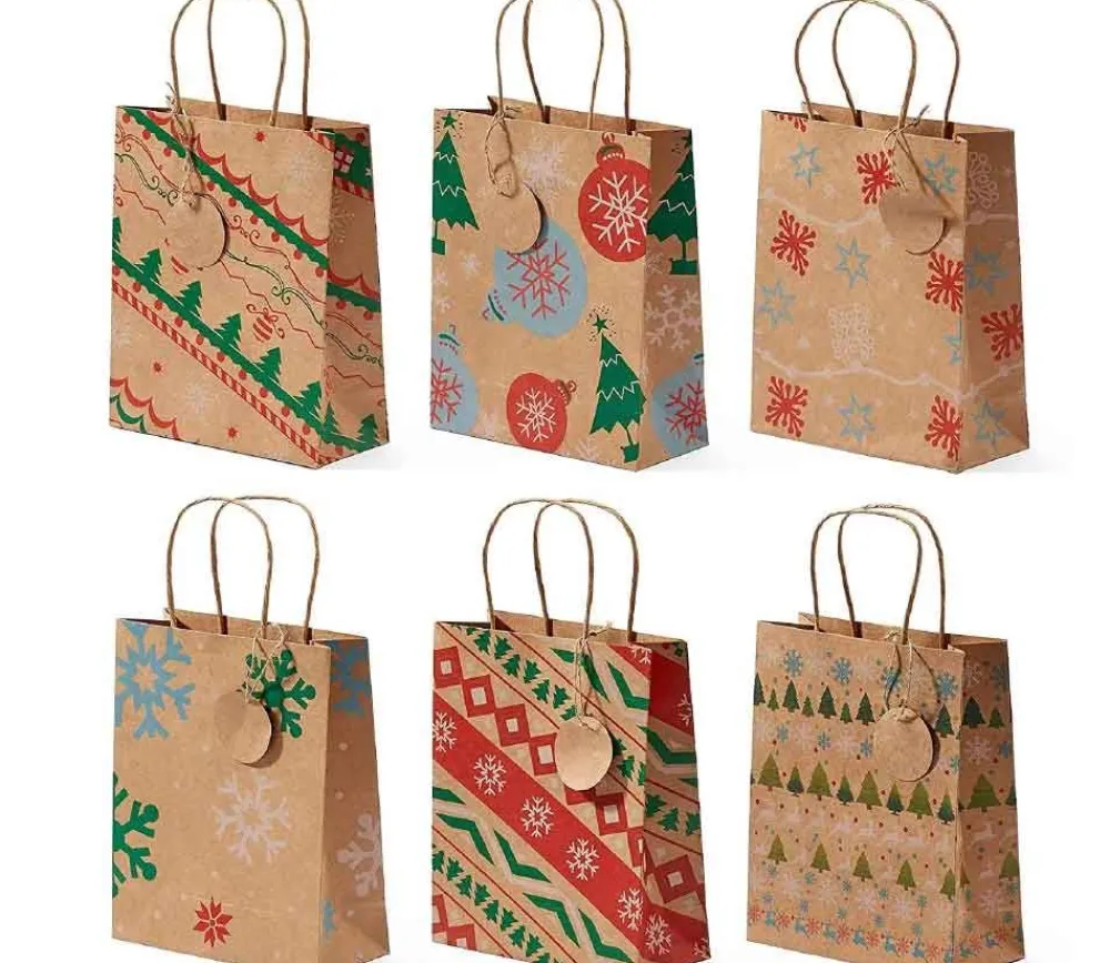 Tout Pour le Jeu 24 Sacs cadeau Noël kraft avec anse à garnir