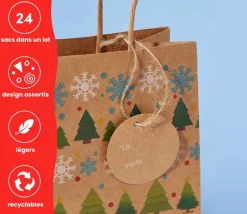 Tout Pour le Jeu 24 Sacs cadeau Noël kraft avec anse à garnir