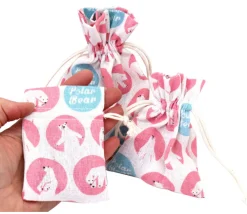 Tout Pour le Jeu 3 Sacs en coton décor ours polaire avec cordon