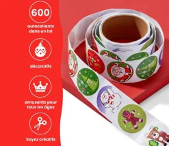 Tout Pour le Jeu 100 stickers décor Noël ronds de 3.8 cm