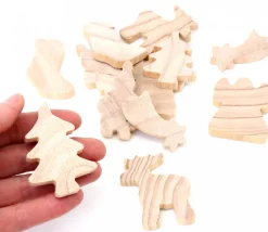Tout Pour le Jeu 12 sujets de Noël en bois naturel à décorer
