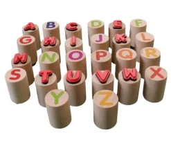 Tout Pour le Jeu 26 Tampons bois lettres alphabet 2 cm