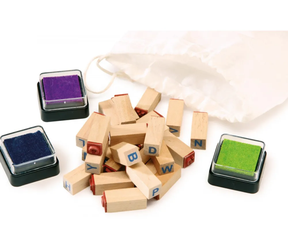 Tout Pour le Jeu 26 Tampons lettres de 1 cm + 3 encreurs