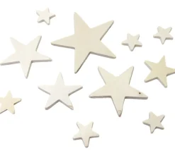 Tout Pour le Jeu 11 étoiles bois plates différentes tailles de 2.3 cm à 7.5 cm neutres