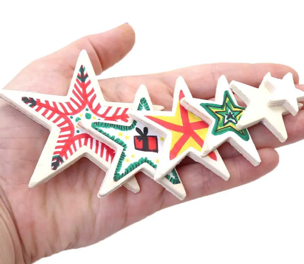 Tout Pour le Jeu 11 étoiles bois plates différentes tailles de 2.3 cm à 7.5 cm neutres
