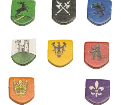 Tout Pour le Jeu 8 Tuiles blasons chevaliers - écussons 15 x 18 mm