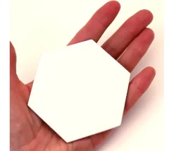 Tout Pour le Jeu 6 Tuiles hexagone jeton épais blanc 88 mm diamètre vierge à personnaliser