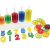 Tout Pour le Jeu Abaque de tri 30 cm- Socle 5 tiges + 50 anneaux translucides colorés 5 cm + 10 chiffres
