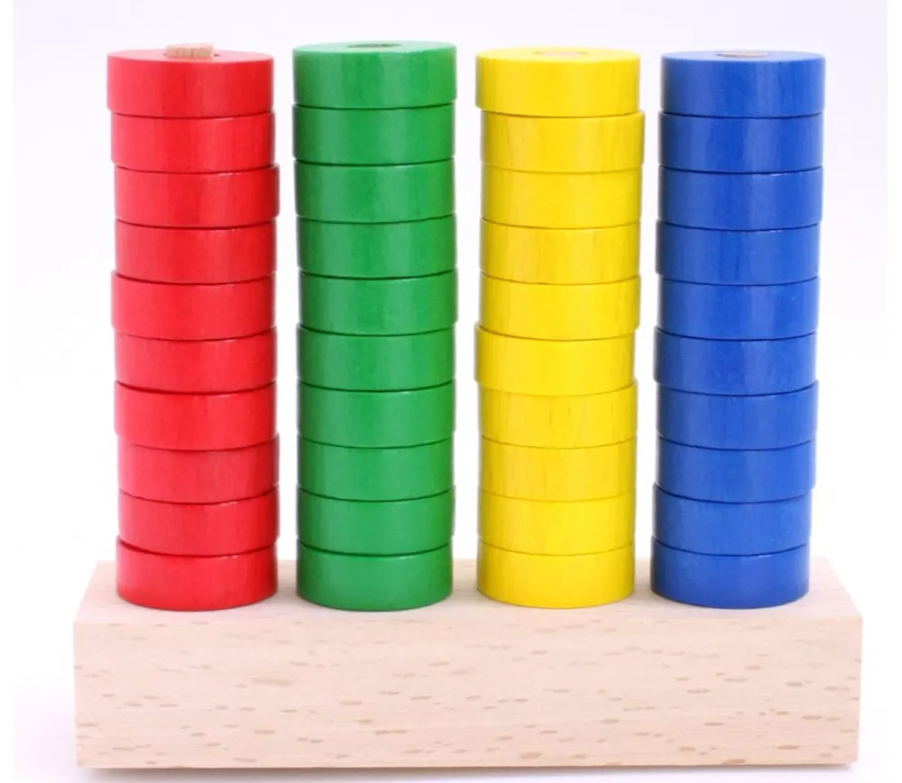Tout Pour le Jeu Abaque de tri bois - Socle 4 tiges taille identique sans jetons