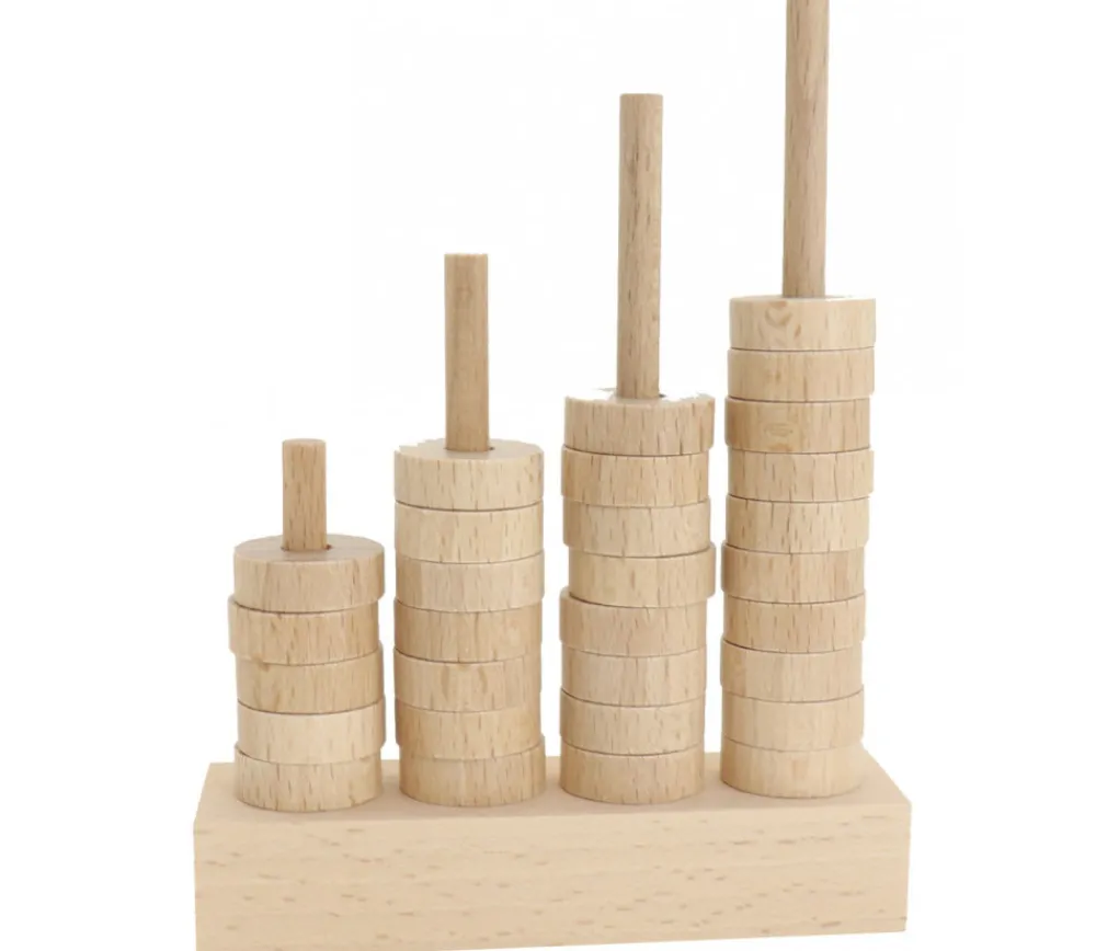 Tout Pour le Jeu Abaque de tri bois - Socle 4 tiges taille progressive sans jetons