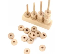 Tout Pour le Jeu Abaque de tri bois - Socle 4 tiges taille progressive sans jetons