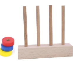 Tout Pour le Jeu Abaque de tri bois - Socle 4 tiges + 40 jetons rouge vert jaune bleu