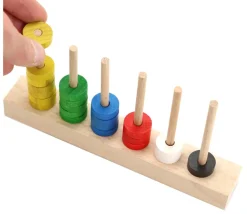 Tout Pour le Jeu Abaque de tri bois - Socle 6 tiges + 60 jetons