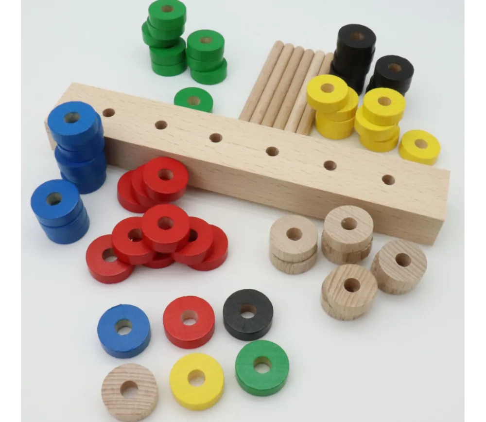 Tout Pour le Jeu Abaque de tri bois - Socle 6 tiges + 60 jetons